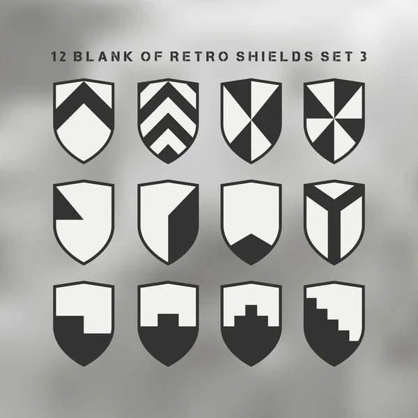 Conjunto de escudos preto e branco — Vetor de Stock