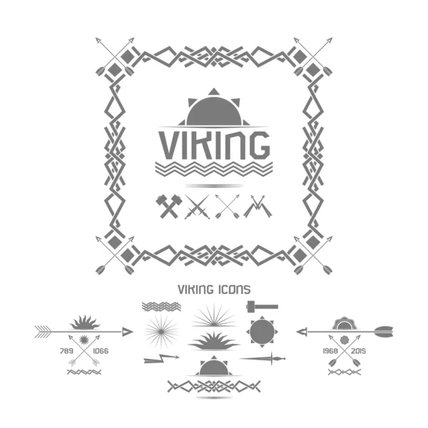 Viking ikony, prvky návrhu — Stockový vektor