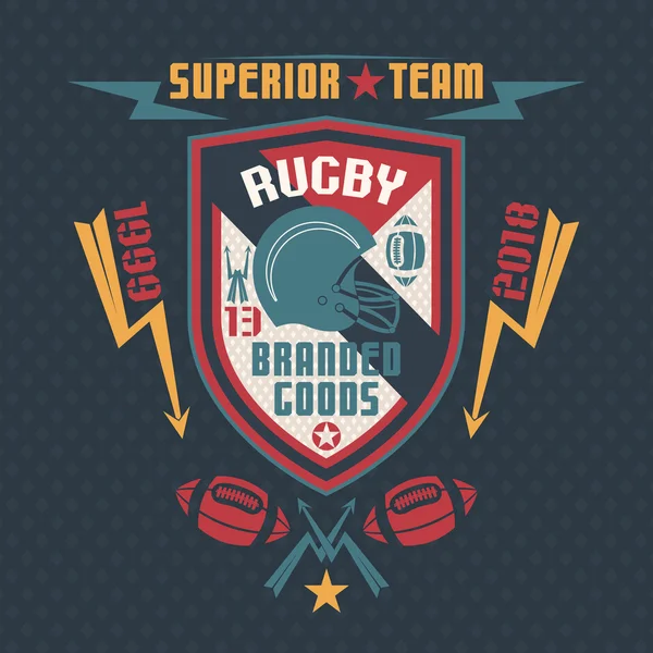 Colegio emblema deportivo equipo de rugby Individual — Vector de stock