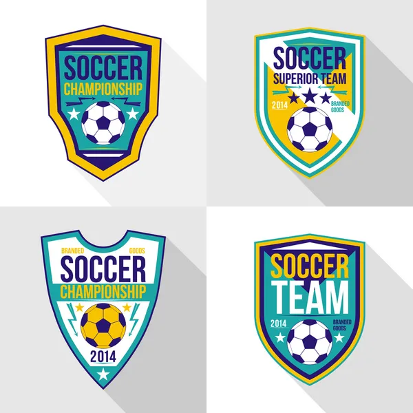 Conjunto de emblemas del campeonato de fútbol — Vector de stock