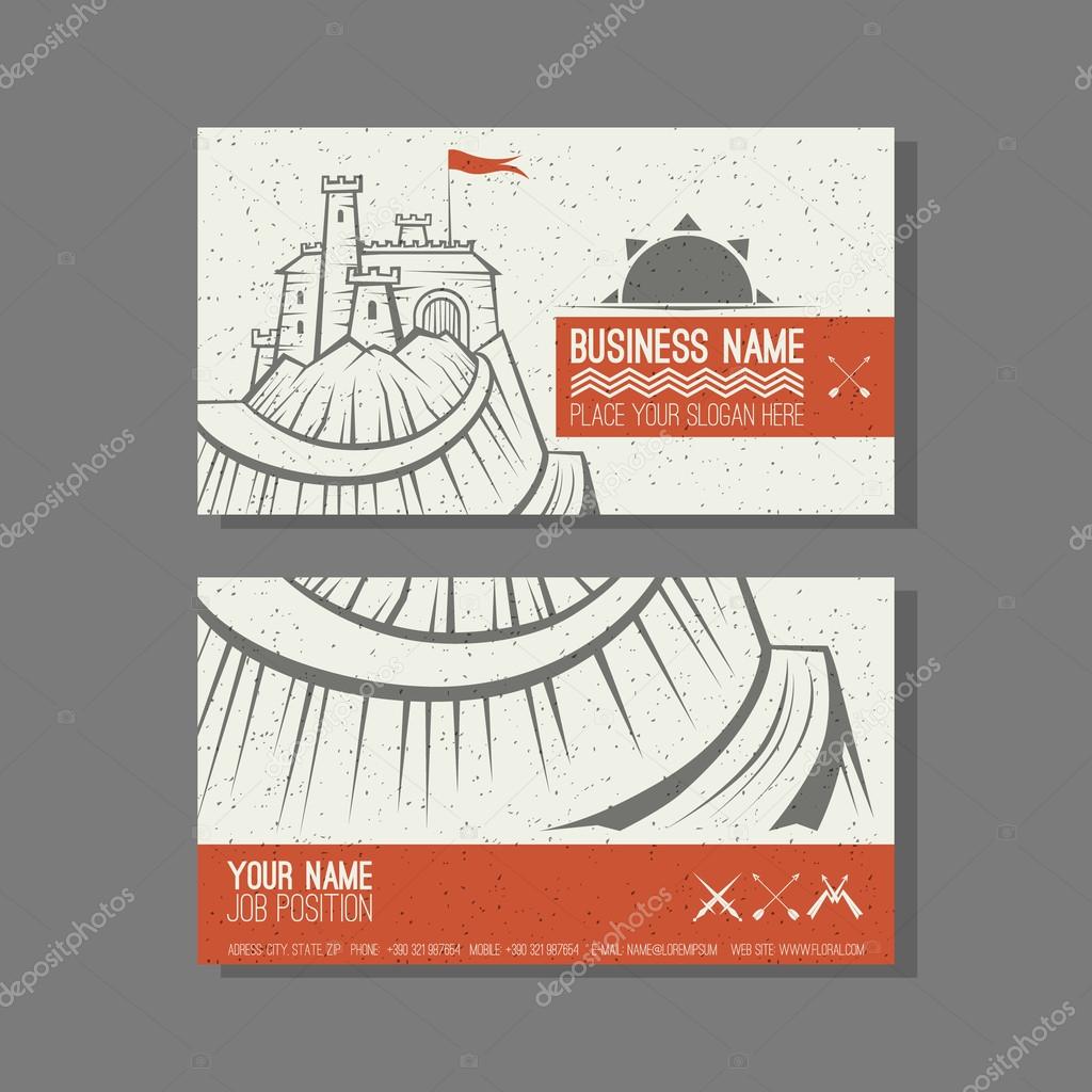 Business card template Castle on the mountain