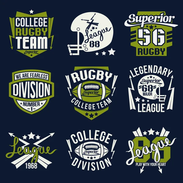 College rugby team embleem — Stockvector