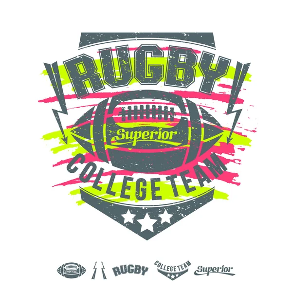 Rugby emblem girl's print and design elements — Stock Vector