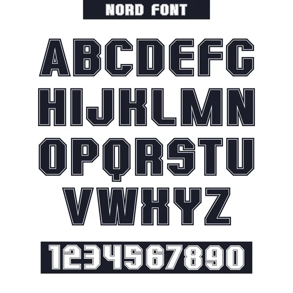 Sans serif-lettertype met de contouren — Stockvector
