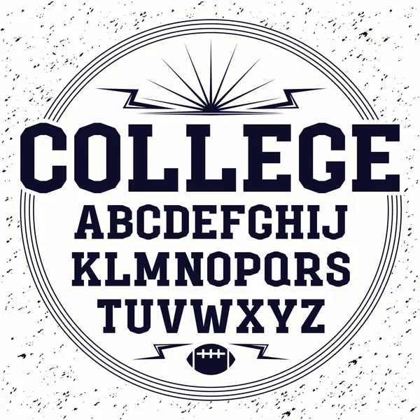 Rectangular serif font  in the style of college — Stock Vector