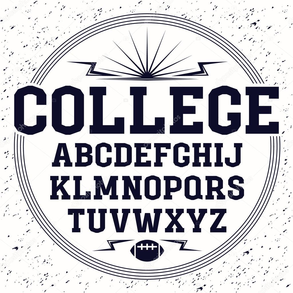 Rectangular serif font  in the style of college