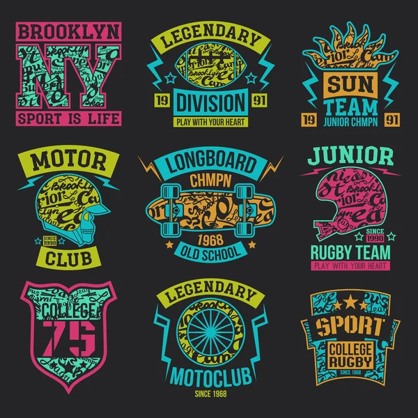 Sport emblems graphic design for t-shirt — Stock Vector