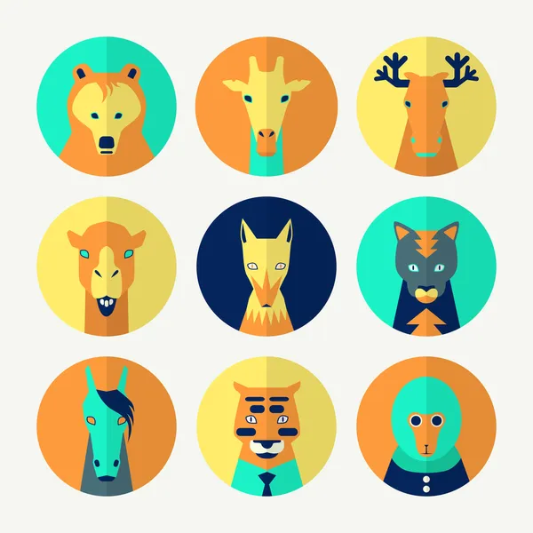 Zestaw stylizowanych zwierząt avatar — Wektor stockowy