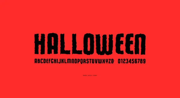 Stretta Sans Serif Font Stile Grafico Disegnato Mano Lettere Numeri — Vettoriale Stock