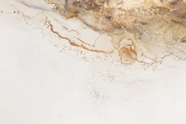 Textura Tinta Álcool Pintada Mão Abstrata Cor Cinza Dourada Fundo — Fotografia de Stock
