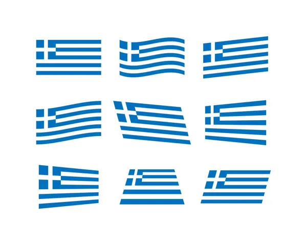 Greece Flag Icons Set Isolated White Background Vector Illustration — Stock Vector