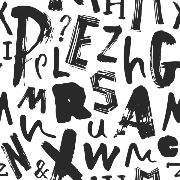 Diverses Lettres Motif Sans Couture Dans Style Typographique Dessiné Main — Image vectorielle