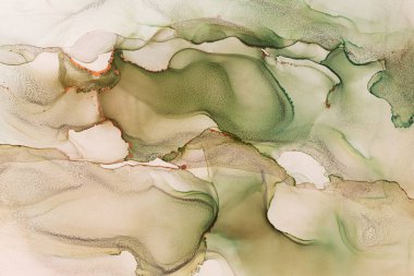 Soyut kamuflaj el boyama alkol mürekkebi dokusu. Bataklık yeşili ve gri renkler. Tasarımınız için yaratıcı arkaplan