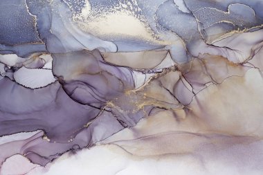 Soyut el boyası alkol mürekkebi dokusu. İndigo, altın ve gri renkler. Tasarımınız için yaratıcı arkaplan