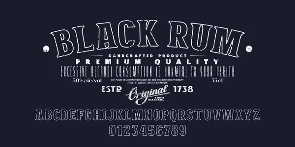 Dekoratif Oyuk Serif Yazı Tipi Siyah Rom Için Şablon Etiketi — Stok Vektör