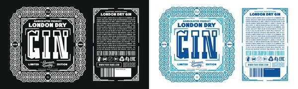 Modelo Etiqueta Decorativa Para Londres Gin Seco Outra Bebida Alcoólica — Vetor de Stock