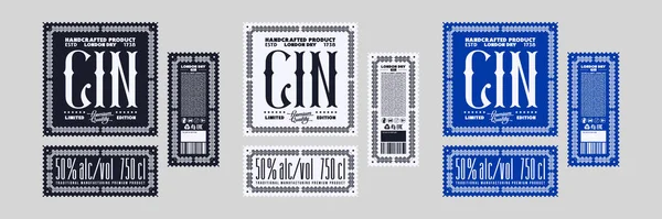 Vorlage Dekoratives Etikett Für Trockenen Gin Und Andere Alkoholische Getränke — Stockvektor