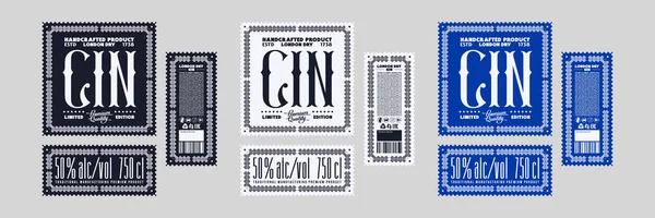 Etiqueta Decorativa Plantilla Para Ginebra Seca Otras Bebidas Alcohólicas Opciones — Archivo Imágenes Vectoriales