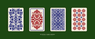 İskambil kâğıdı tasarlamak için bir takım süsler. Vektör illüstrasyonu