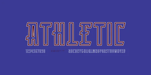 スポーツスタイルの装飾的な中空フォント ロゴやTシャツのデザインのための文字や数字 ベクターイラスト — ストックベクタ