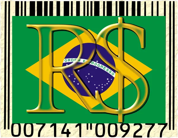 Brasilien valuta flagga streckkod — Stockfoto