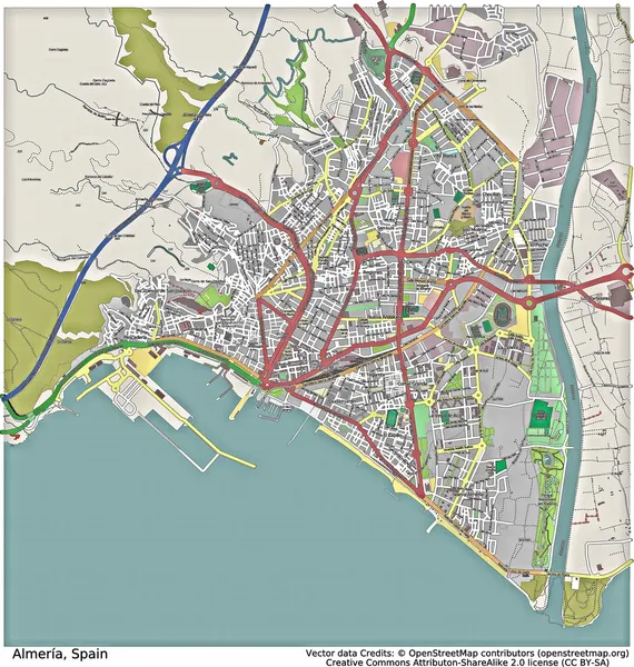 Almeria Spain city map — Stock Vector © JRTBurr 66540141