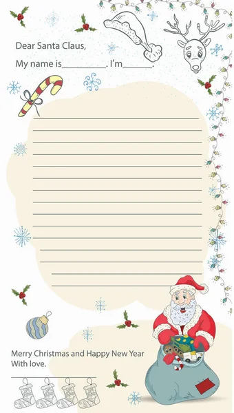 Listo Para Navidad Año Nuevo Muestra Diseño Cartas Para Santa — Archivo Imágenes Vectoriales