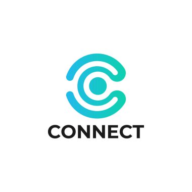 C Harfi Negatif Uzay Logosu Tasarım Şablonu