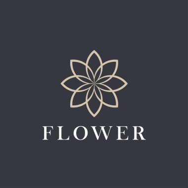 Çiçek açar. Logo tasarımı için çiçeklerin grafik resmi.