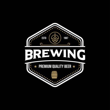 Bira şirketi logosu. Logo bira fabrikası. Vintage bira fabrikası logo vektörü