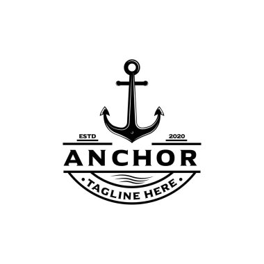 Çapa, çapa logosu, vektör logosu olan deniz retro amblemleri.