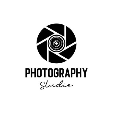 kamera fotoğrafçılık stüdyosu logo konsepti ikon vektör şablonu