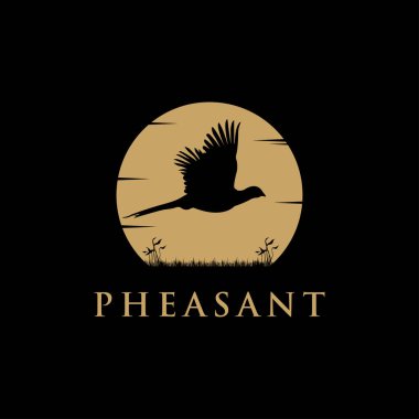 Golden Moon Sun Creek Nehri Nehir Logosu 'nda uçan güzel kuş silueti.