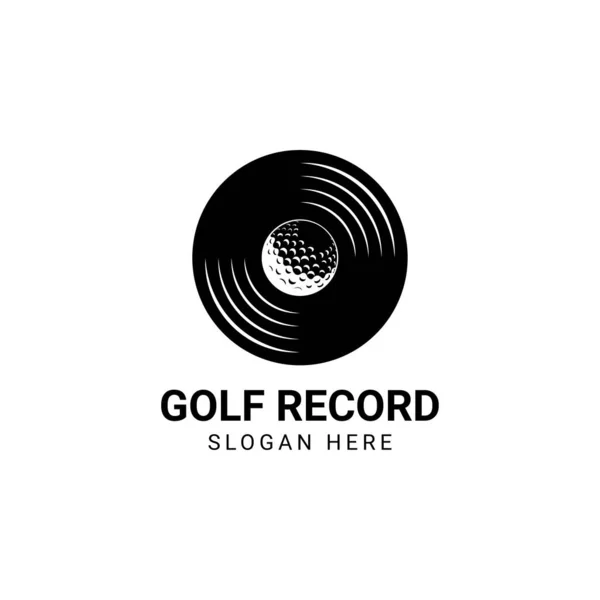 Golfové Logo Rekord Míč Designem Vinyl Disk Logo — Stockový vektor