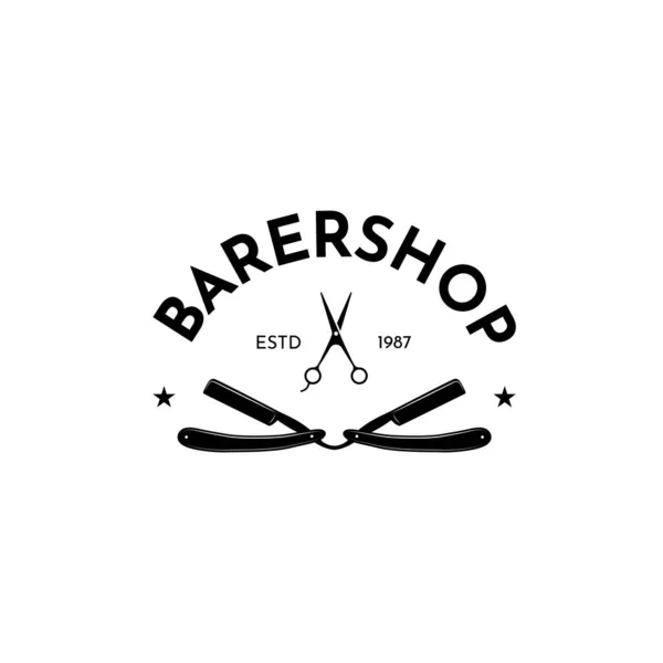 Vintage Logo Barbershop Design Template Vektor — Stockvektor