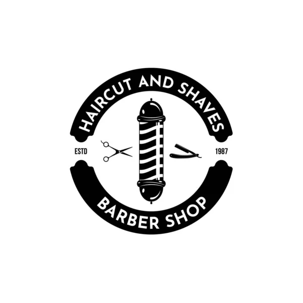 Logo Vintage Barbershop Design Template Vector — Archivo Imágenes Vectoriales