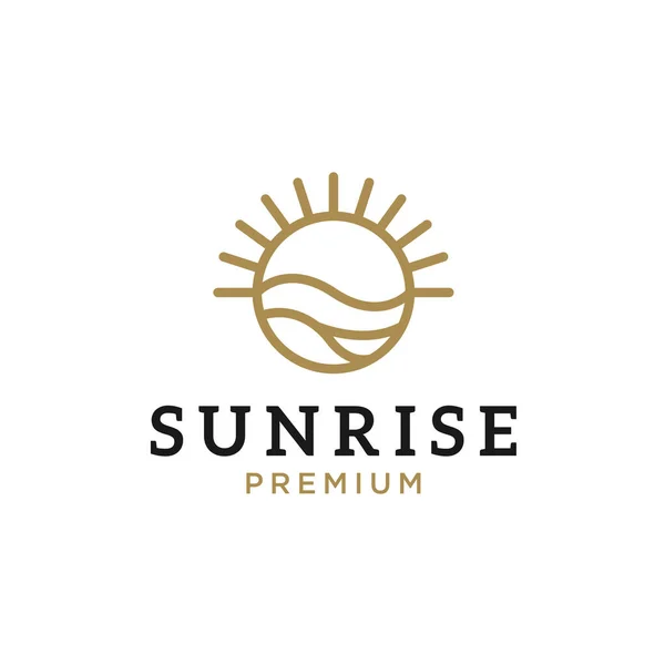 Sunrise Playa Logo Diseño Inspiración — Vector de stock