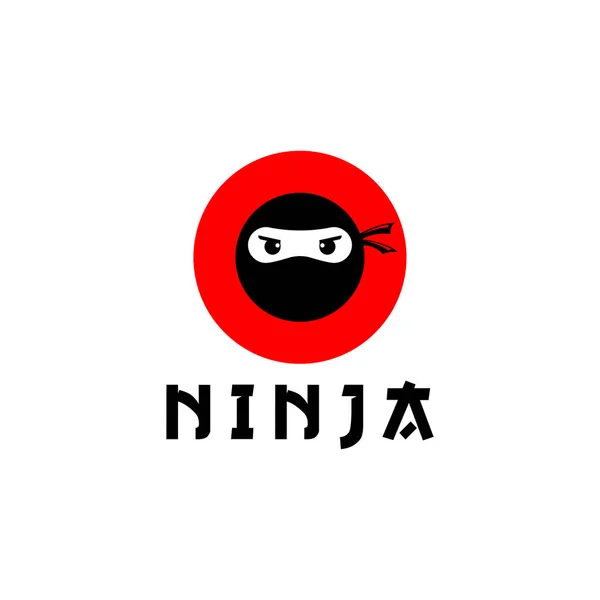 Logo Ninja Con Japan Red Sun Design Vector — Vettoriale Stock