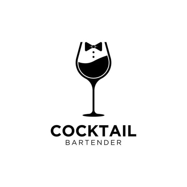 Cravate Verre Vin Pour Bar Luxe Dîner Restaurant Serveuse Barman — Image vectorielle