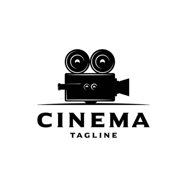 Vintage Video Camera Logo Design Produzione Film Cinema — Vettoriale Stock
