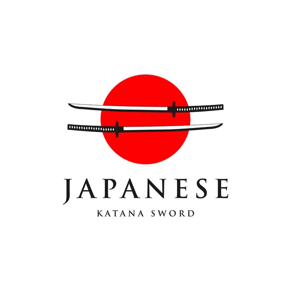 Japansk Katana Svärd Logotyp Vintage Vektor Illustration Koncept Mall Ikon — Stock vektor