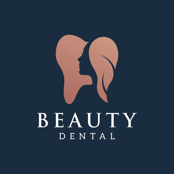 Дизайн Логотипа Полости Рта Форма Зубов Стоматолога Силуэт Женского Лица — стоковый вектор