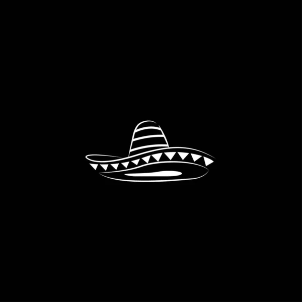 Simple Chapeau Mexicain Noir Sombrero Silhouette Logo Vecteur — Image vectorielle