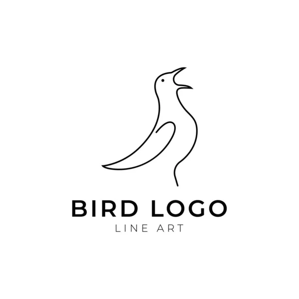 Línea Pájaro Esquema Logo Vector Diseño Plantilla — Vector de stock