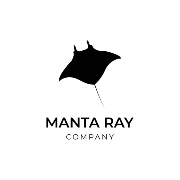 Silueta Diseño Logotipo Tropical Black Manta Ray — Vector de stock