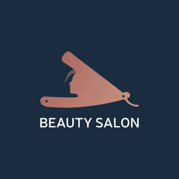 Luksusowa Kobieta Wewnątrz Brzytwa Projektowania Logo Salon Piękności — Wektor stockowy
