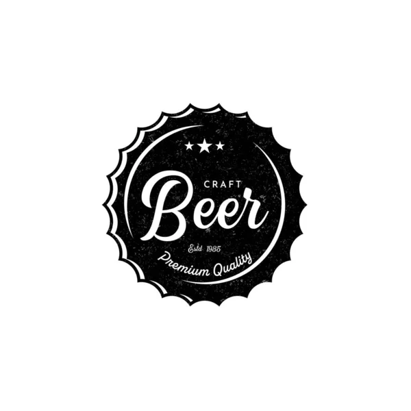 Logo Bière Artisanale Vintage Avec Inscription Sur Bouchon Bouteille Illustration — Image vectorielle
