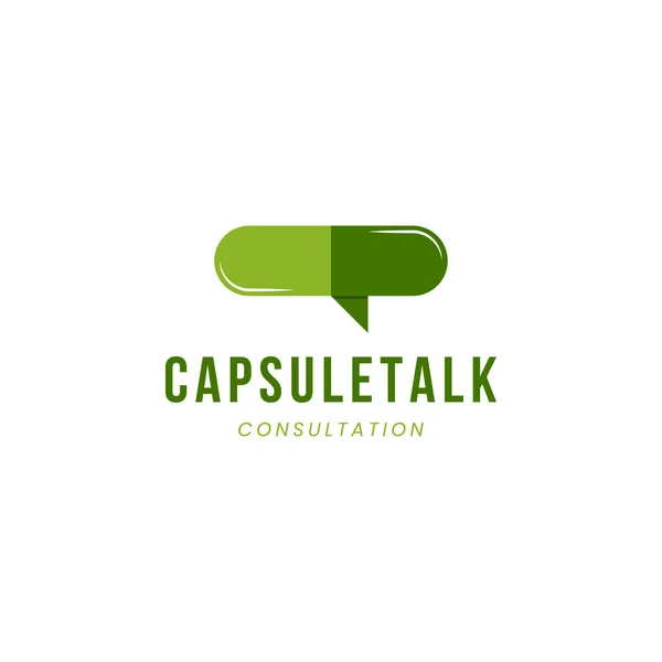 Konuşan kapsül vektör logo şablonu. Bu dizayn hap sembolü kullanıyor. Sağlık için uygun..