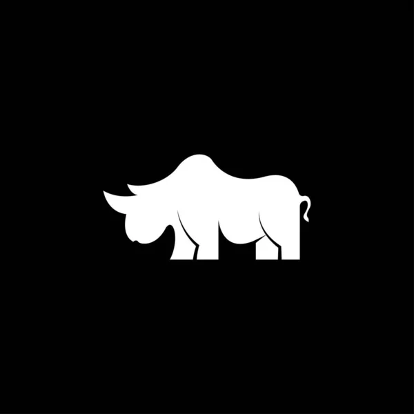 Silhouette Eines Schwarzen Symbolvektors Für Nashörner — Stockvektor