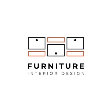 Basit minimalist mobilya iç logo tasarımı düz vektör grafikleri